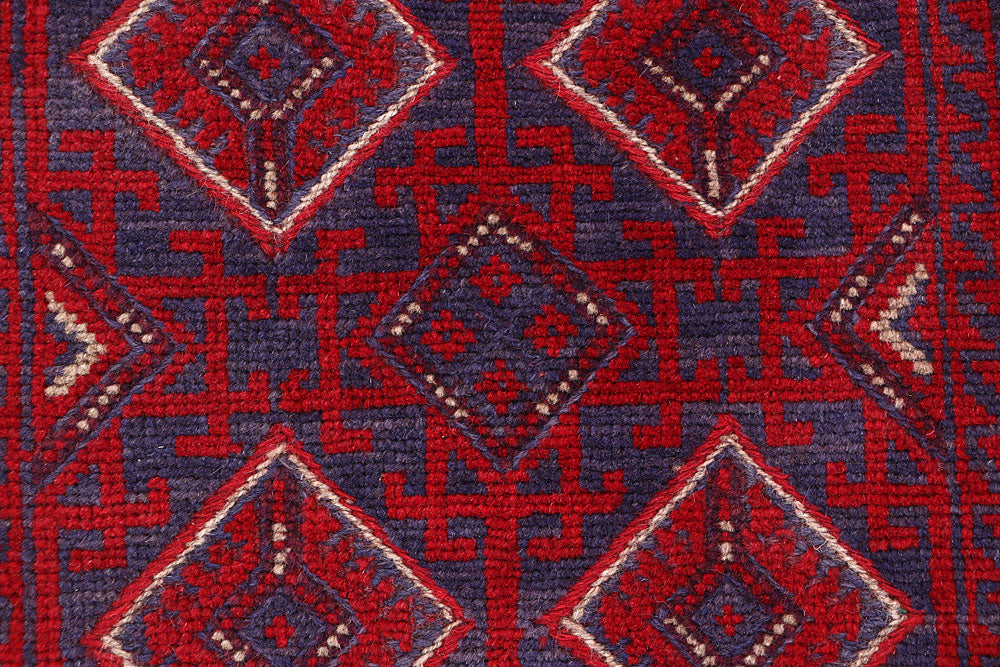 Dark Red Mashwani 2' x 8' 2 - No. 63670 - ALRUG Rug Store