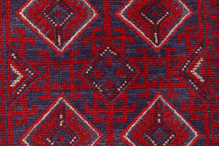 Dark Red Mashwani 2' x 8' 2 - No. 63670 - ALRUG Rug Store
