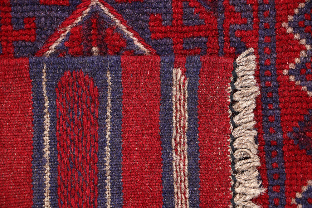 Dark Red Mashwani 2' x 8' 2 - No. 63670 - ALRUG Rug Store