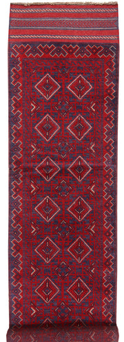 Dark Red Mashwani 2' x 8' 2 - No. 63670 - ALRUG Rug Store
