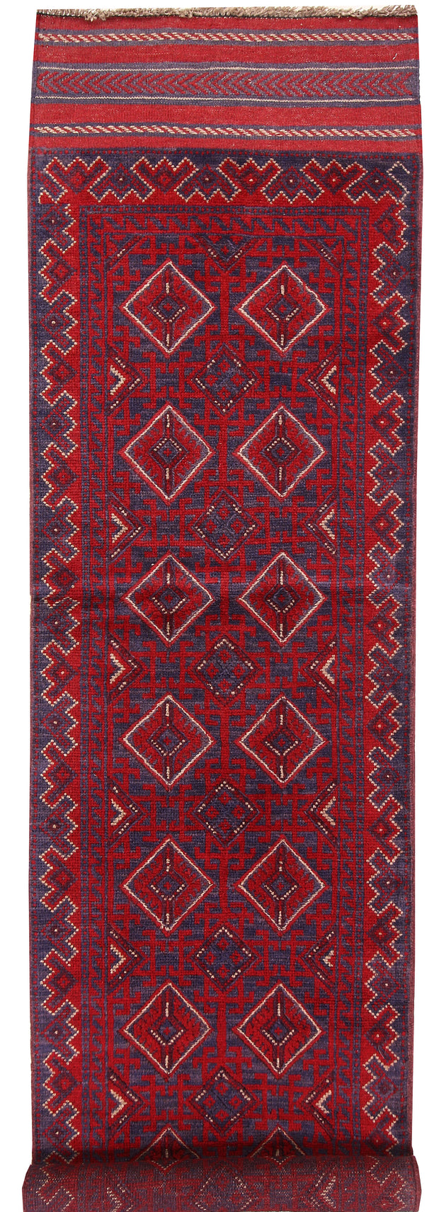 Dark Red Mashwani 2' x 8' 2 - No. 63670 - ALRUG Rug Store