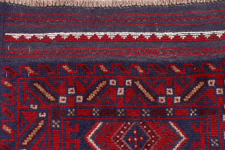 Dark Red Mashwani 2' 2 x 8' 6 - No. 63671 - ALRUG Rug Store