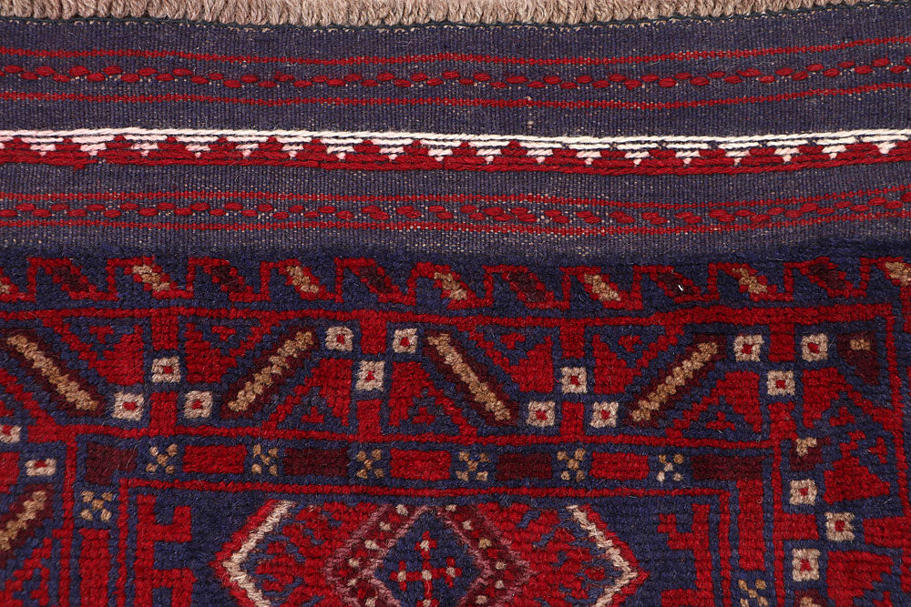 Dark Red Mashwani 2' 2 x 8' 6 - No. 63671 - ALRUG Rug Store