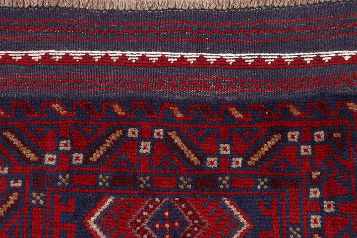 Dark Red Mashwani 2' 2 x 8' 6 - No. 63671 - ALRUG Rug Store