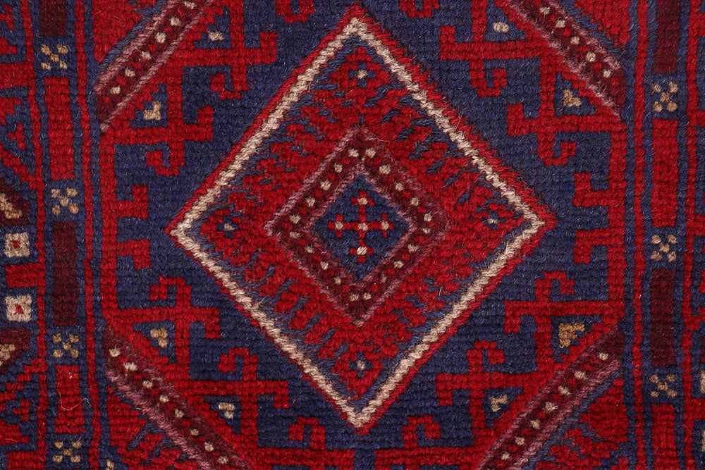 Dark Red Mashwani 2' 2 x 8' 6 - No. 63671 - ALRUG Rug Store