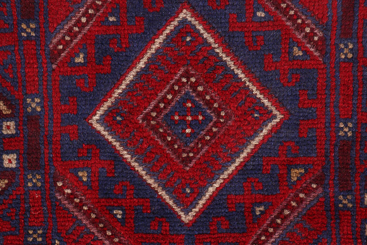 Dark Red Mashwani 2' 2 x 8' 6 - No. 63671 - ALRUG Rug Store