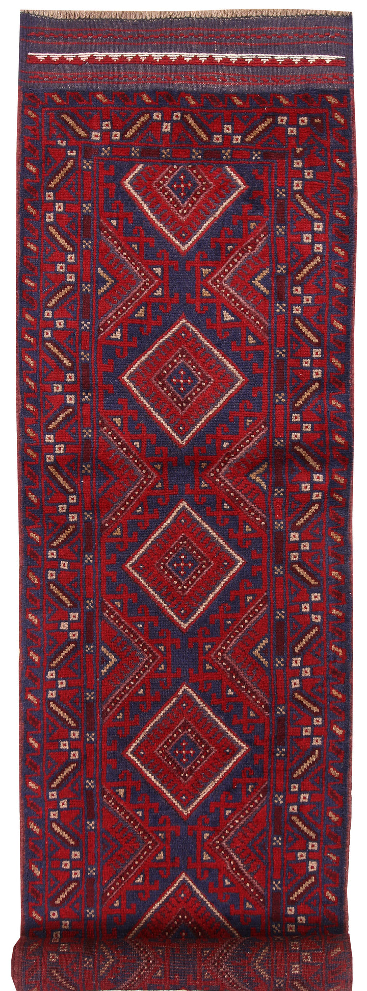 Dark Red Mashwani 2' 2 x 8' 6 - No. 63671 - ALRUG Rug Store