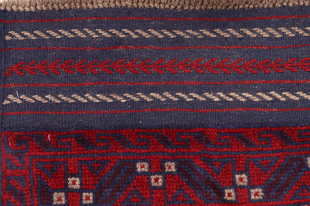 Dark Red Mashwani 2' x 8' 9 - No. 63672 - ALRUG Rug Store