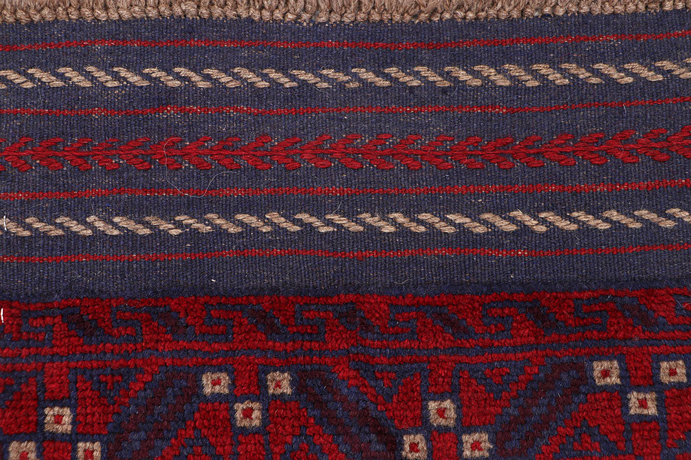 Dark Red Mashwani 2' x 8' 9 - No. 63672 - ALRUG Rug Store