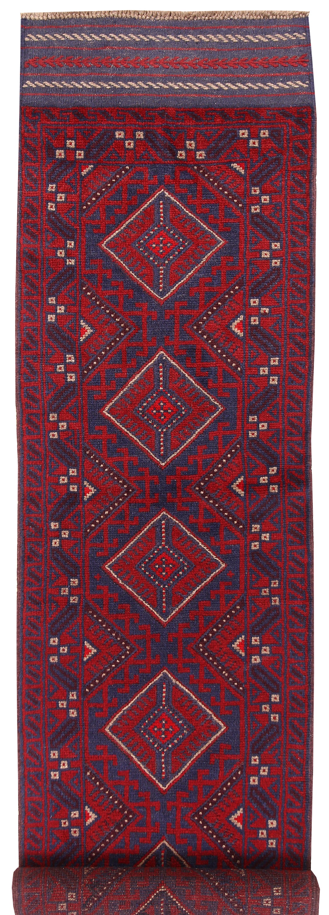 Dark Red Mashwani 2' x 8' 9 - No. 63672 - ALRUG Rug Store