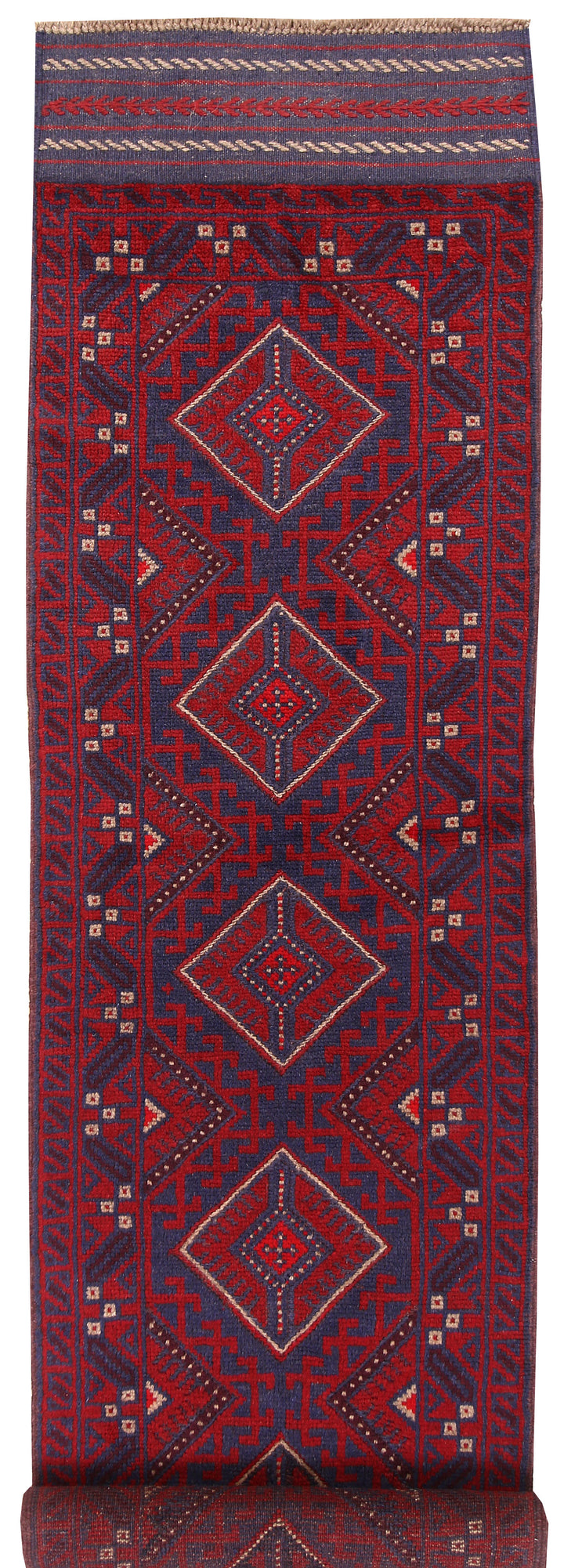 Dark Red Mashwani 2' x 8' 9 - No. 63672 - ALRUG Rug Store
