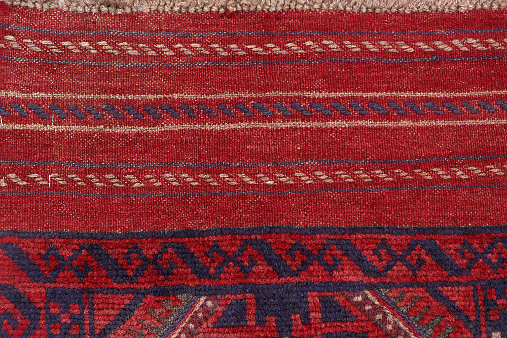 Dark Red Mashwani 2' x 8' 1 - No. 63673 - ALRUG Rug Store