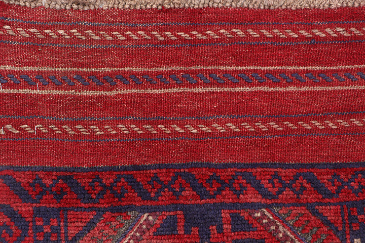 Dark Red Mashwani 2' x 8' 1 - No. 63673 - ALRUG Rug Store