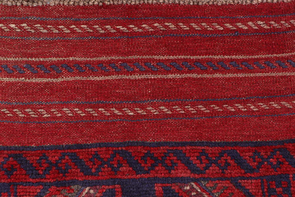 Dark Red Mashwani 2' x 8' 1 - No. 63673 - ALRUG Rug Store