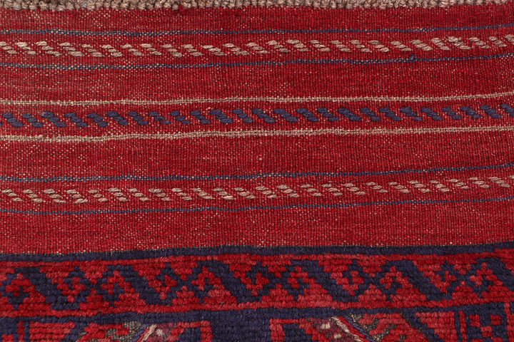 Dark Red Mashwani 2' x 8' 1 - No. 63673 - ALRUG Rug Store