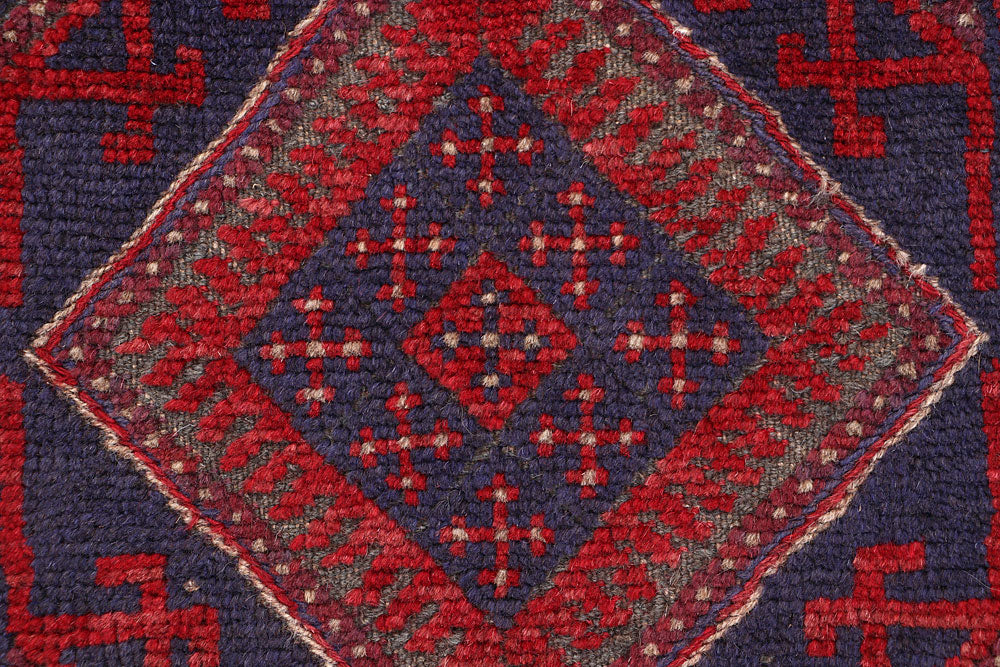 Dark Red Mashwani 2' x 8' 1 - No. 63673 - ALRUG Rug Store