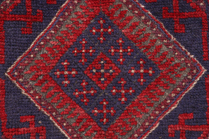 Dark Red Mashwani 2' x 8' 1 - No. 63673 - ALRUG Rug Store