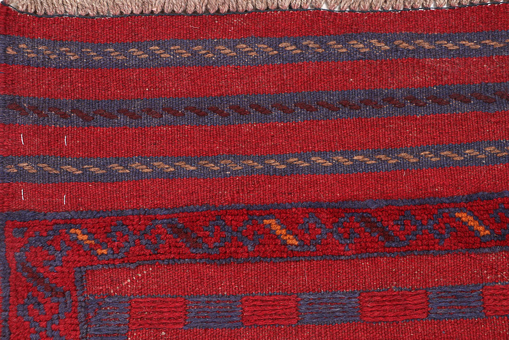 Dark Red Mashwani 2' 2 x 8' 5 - No. 63674 - ALRUG Rug Store