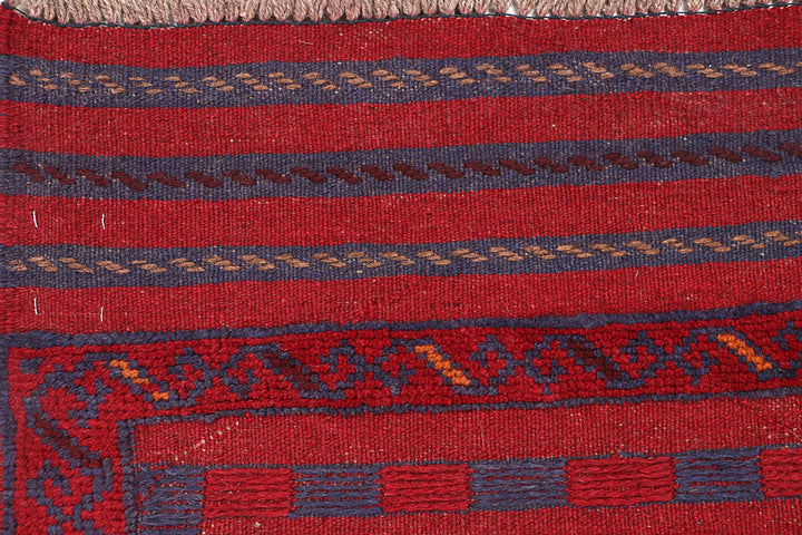 Dark Red Mashwani 2' 2 x 8' 5 - No. 63674 - ALRUG Rug Store