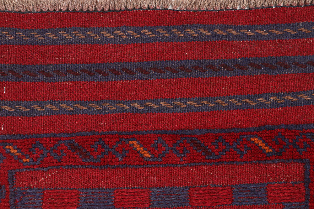 Dark Red Mashwani 2' 2 x 8' 5 - No. 63674 - ALRUG Rug Store