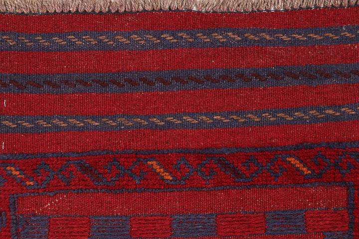 Dark Red Mashwani 2' 2 x 8' 5 - No. 63674 - ALRUG Rug Store