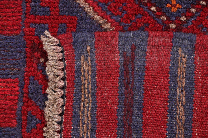 Dark Red Mashwani 2' 2 x 8' 5 - No. 63674 - ALRUG Rug Store