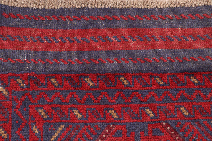 Dark Red Mashwani 2' 2 x 8' 3 - No. 63675 - ALRUG Rug Store