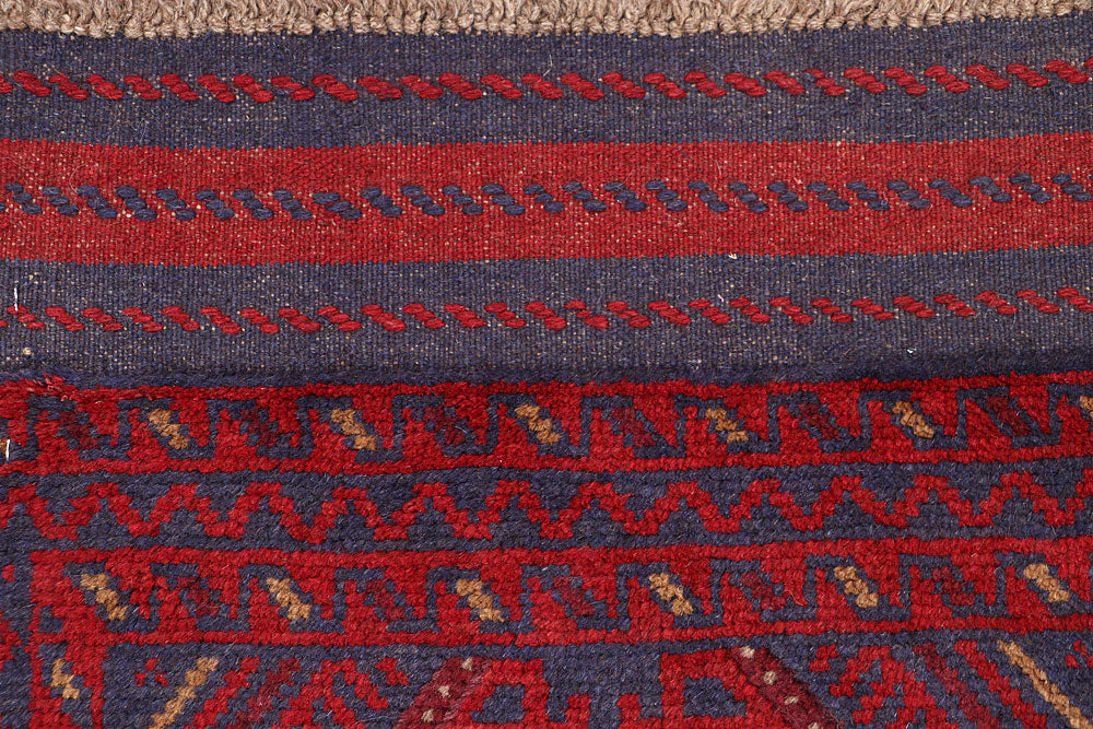 Dark Red Mashwani 2' 2 x 8' 3 - No. 63675 - ALRUG Rug Store