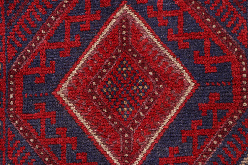 Dark Red Mashwani 2' 2 x 8' 3 - No. 63675 - ALRUG Rug Store