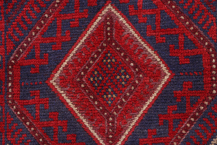 Dark Red Mashwani 2' 2 x 8' 3 - No. 63675 - ALRUG Rug Store