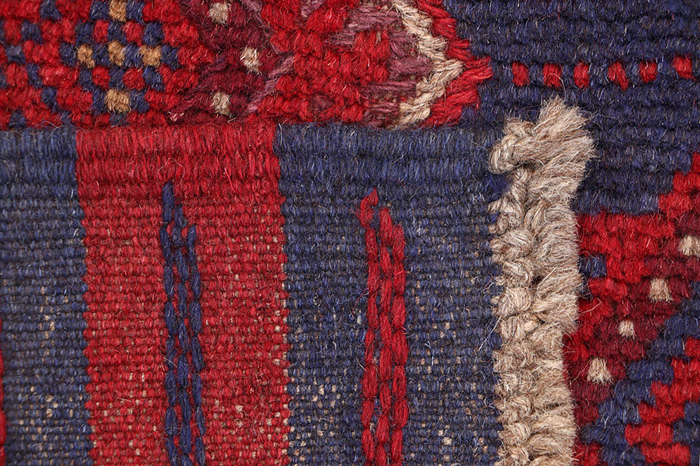 Dark Red Mashwani 2' 2 x 8' 3 - No. 63675 - ALRUG Rug Store