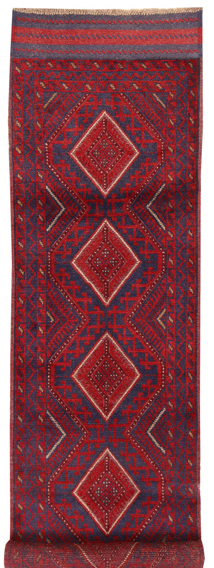Dark Red Mashwani 2' 2 x 8' 3 - No. 63675 - ALRUG Rug Store