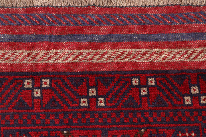 Dark Red Mashwani 2' x 8' 4 - No. 63676 - ALRUG Rug Store