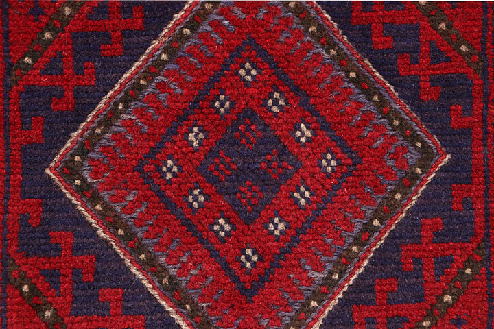 Dark Red Mashwani 2' x 8' 4 - No. 63676 - ALRUG Rug Store