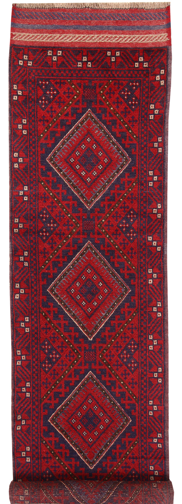 Dark Red Mashwani 2' x 8' 4 - No. 63676 - ALRUG Rug Store