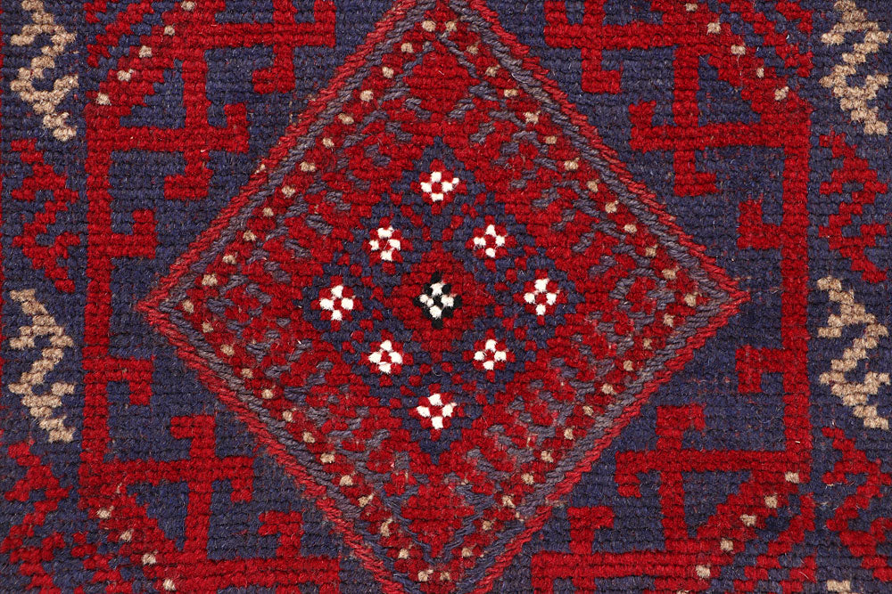 Dark Red Mashwani 2' 1 x 8' - No. 63677 - ALRUG Rug Store