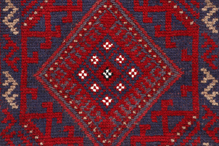 Dark Red Mashwani 2' 1 x 8' - No. 63677 - ALRUG Rug Store