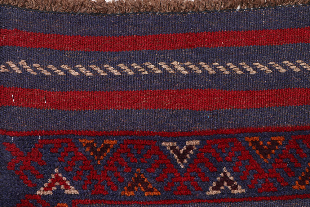 Dark Red Mashwani 2' 1 x 8' 1 - No. 63678 - ALRUG Rug Store