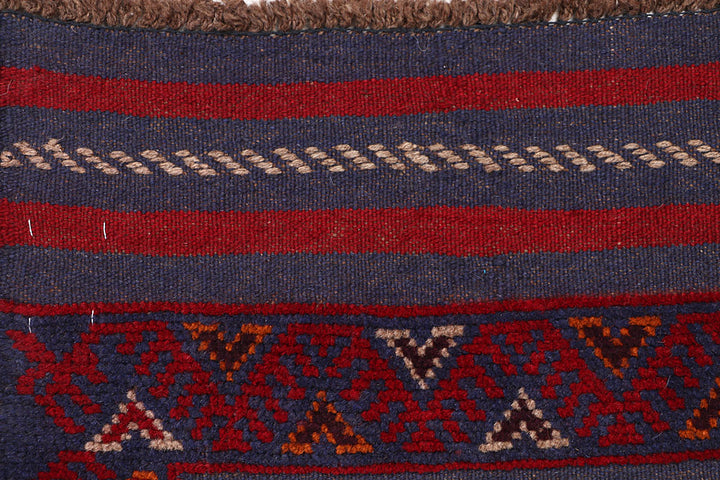 Dark Red Mashwani 2' 1 x 8' 1 - No. 63678 - ALRUG Rug Store