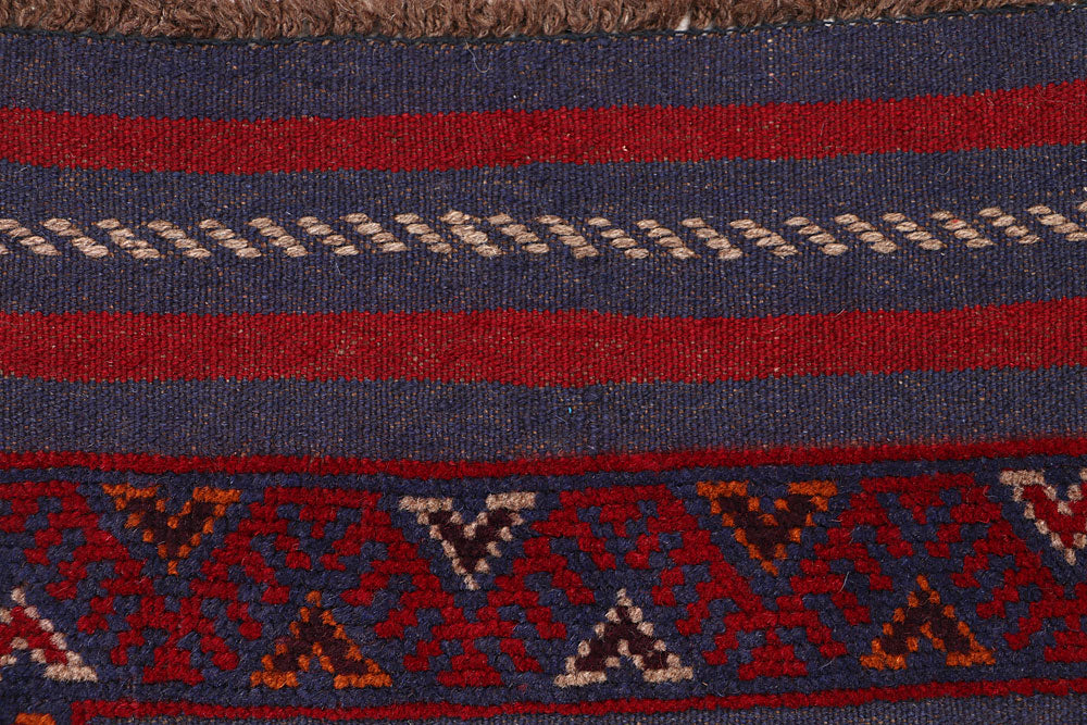 Dark Red Mashwani 2' 1 x 8' 1 - No. 63678 - ALRUG Rug Store