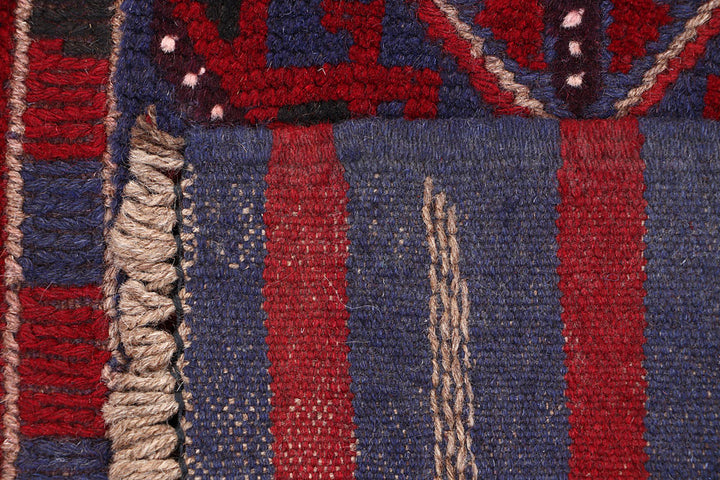 Dark Red Mashwani 2' 1 x 8' 1 - No. 63678 - ALRUG Rug Store