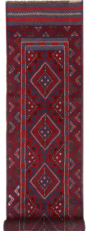 Dark Red Mashwani 2' 1 x 8' 1 - No. 63678 - ALRUG Rug Store