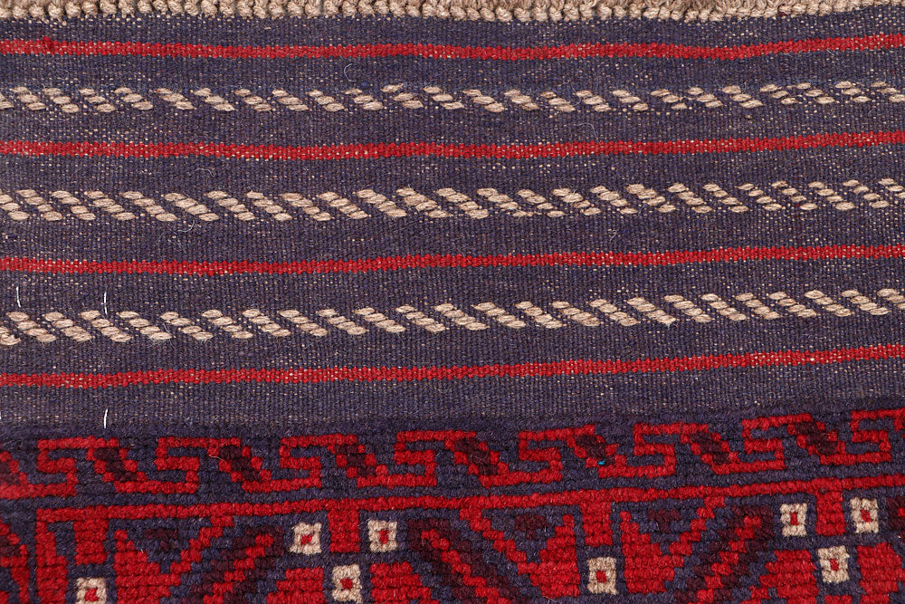 Dark Red Mashwani 2' 2 x 8' 8 - No. 63679 - ALRUG Rug Store