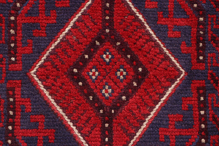 Dark Red Mashwani 2' 2 x 8' 8 - No. 63679 - ALRUG Rug Store
