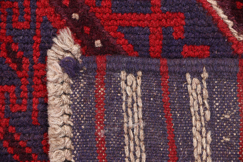 Dark Red Mashwani 2' 2 x 8' 8 - No. 63679 - ALRUG Rug Store