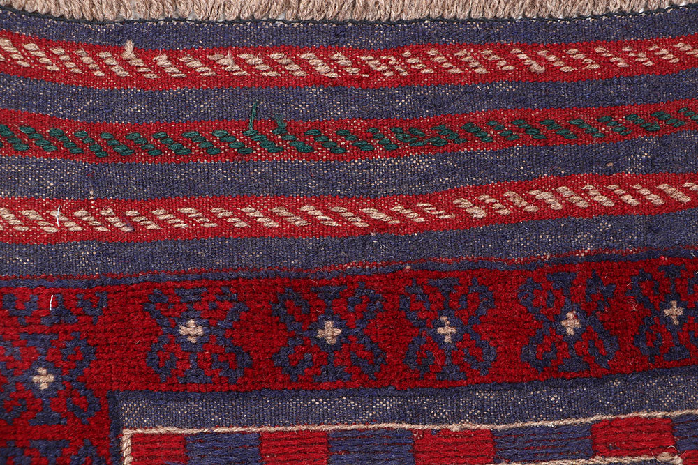 Dark Red Mashwani 2' x 8' 4 - No. 63680 - ALRUG Rug Store