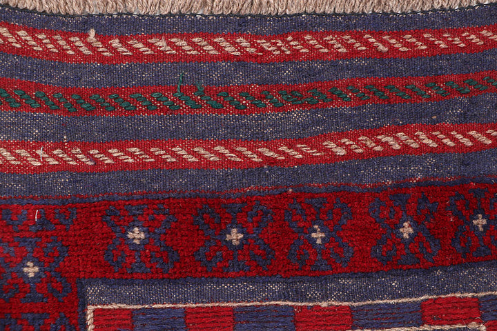 Dark Red Mashwani 2' x 8' 4 - No. 63680 - ALRUG Rug Store