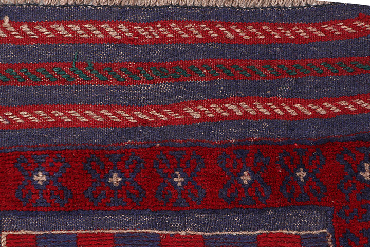 Dark Red Mashwani 2' x 8' 4 - No. 63680 - ALRUG Rug Store