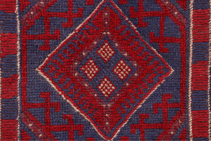 Dark Red Mashwani 2' x 8' 4 - No. 63680 - ALRUG Rug Store
