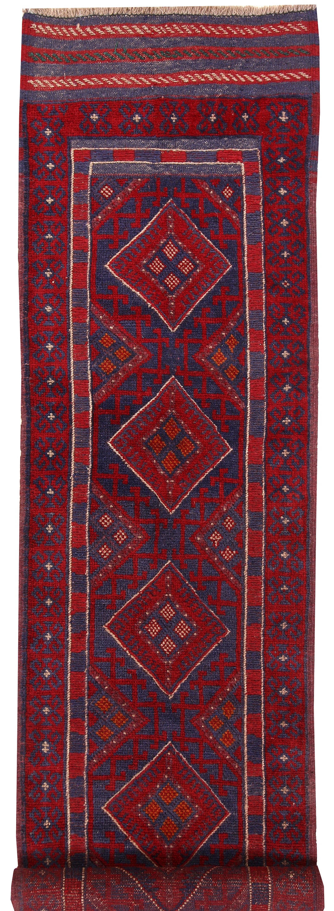 Dark Red Mashwani 2' x 8' 4 - No. 63680 - ALRUG Rug Store